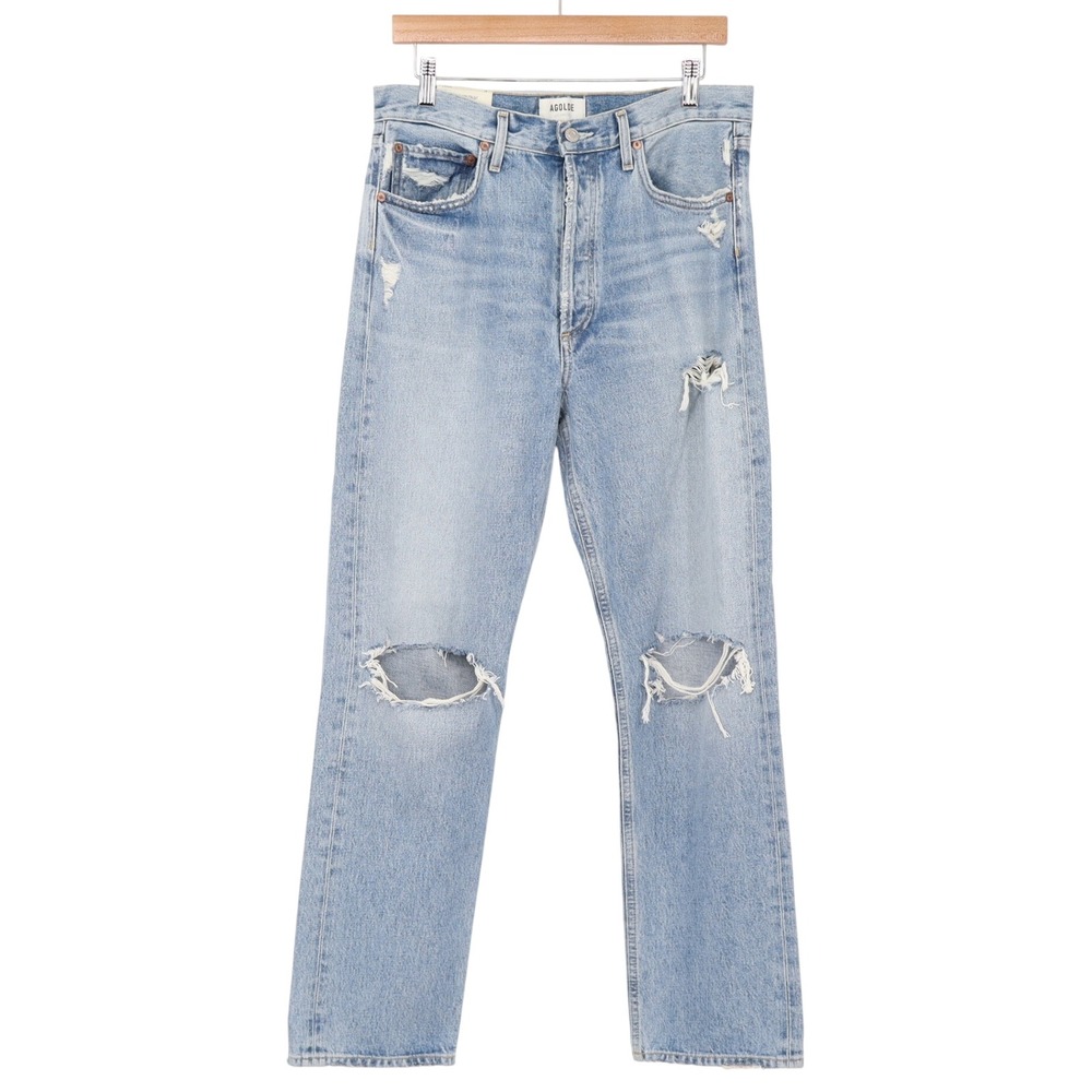 AGOLDE Jeans Womens 28 90's Jean Mid Rise Loose Straight Threadbare Blue NEW
